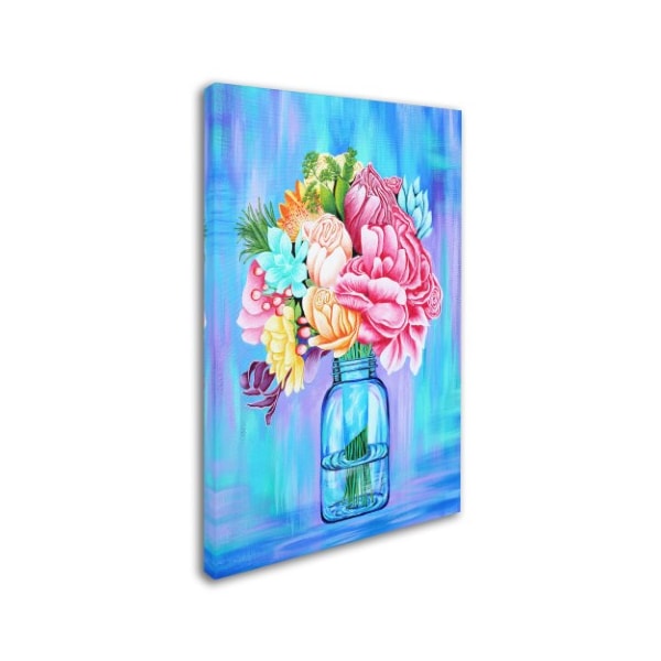 Michelle Faber 'Colorful Flowers In Mason Jar' Canvas Art,16x24